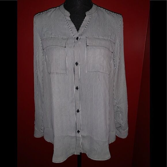 Jones New York Button Down Stripe Blouse - Picture 2 of 8